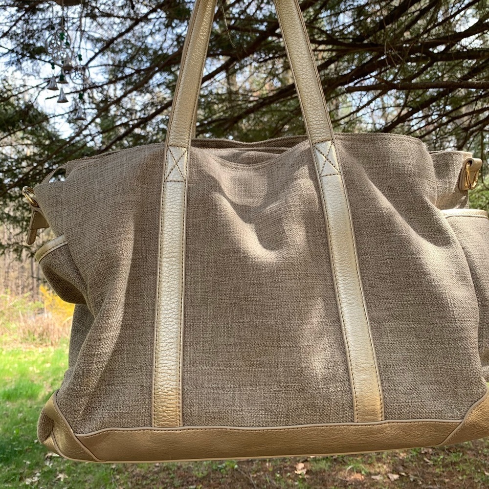 Pottery Barn Kids Natural Linen Diaperbag- like new